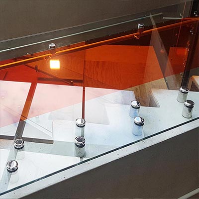 glass balustrade with graphic